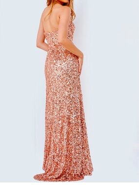 Tony Bowls Rose Gold Sequin Strapless Dress